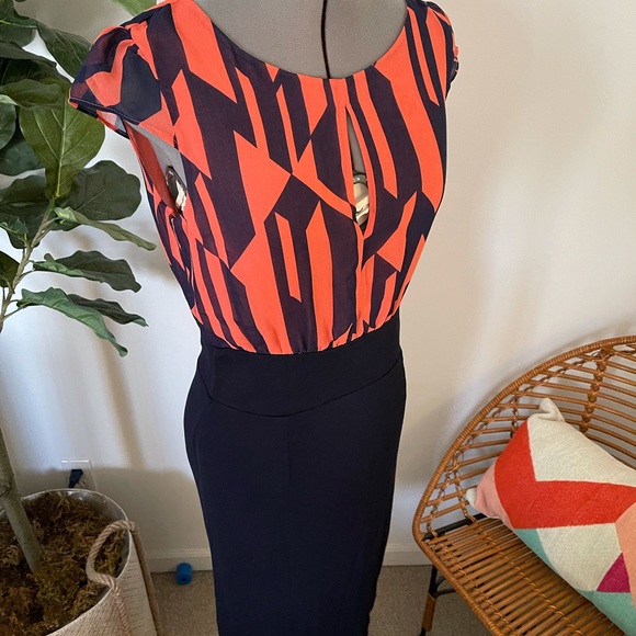 Mng by Mango coral and navy blue dress - Picture 6 of 14